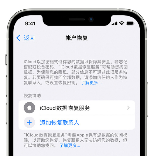 辽宁苹果手机维修分享在 iPhone 上设置帐户恢复联系人的方法 