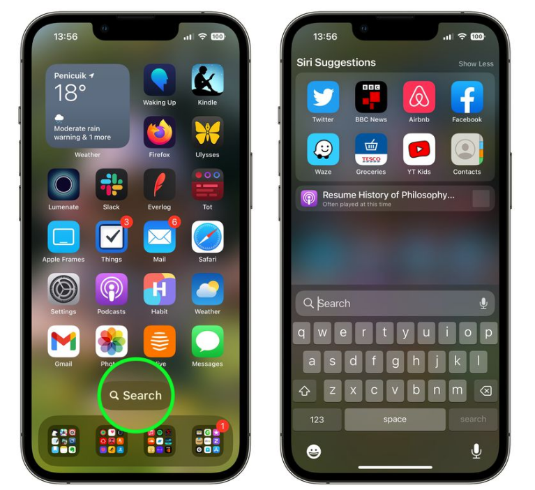 辽宁苹果手机维修分享升级到 iOS 16 后，如何删除主屏幕上的搜索按钮 