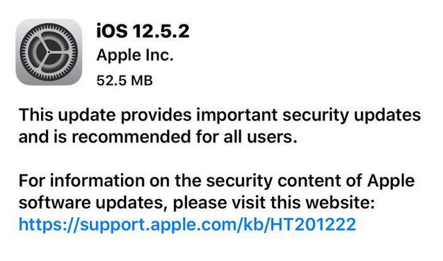 辽宁苹果手机维修分享iOS12.5.2发布，建议所有老苹果用户安装 